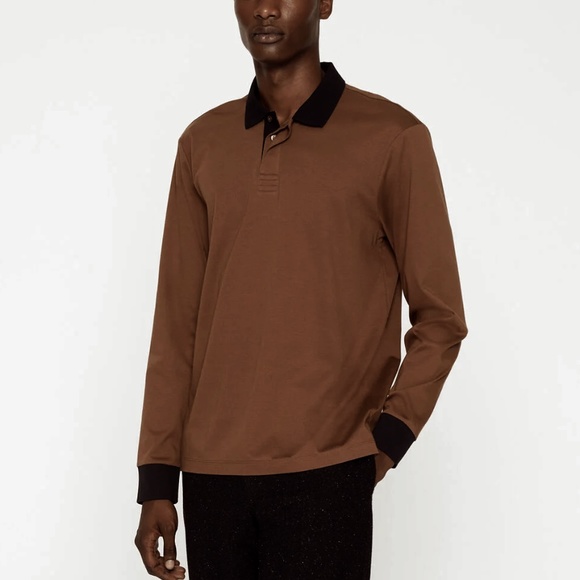 Refined Long Sleeve Polo - Brand New - NEVER WORN - Medium Brown - Picture 1 of 4